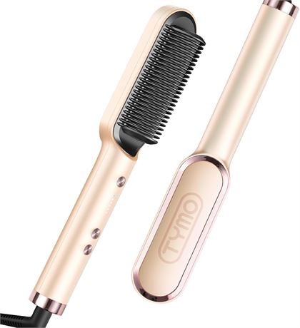 TYMO brosse lissante cheveux 2-en-1, peigne chauffant 5 températures, pêche