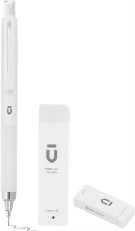 M&G Porte-mines 0,5 mm avec 20 recharges HB et 1 gomme, blanc