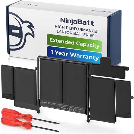 NinjaBatt Batterie A1502/A1582 pour MacBook Pro 13" A1493 72 Wh 11,42 V