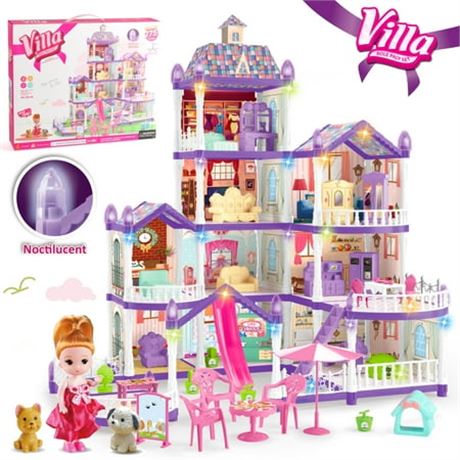 HopeRock Dollhouse Kit, 10 Room Princess Castle DIY Toy for Girls Ages 3-6