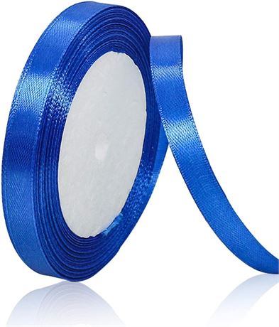 Royal Blue Satin Ribbon 3/8 Inch x 25 Yards for Crafts