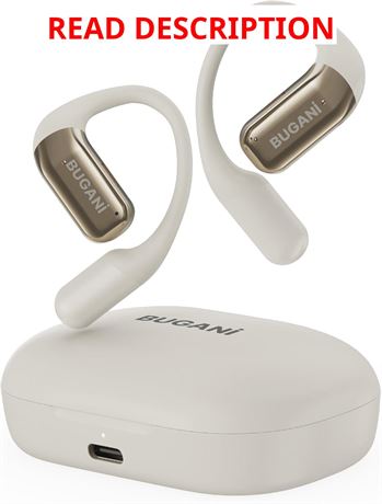 BUGANI Open Ear Headphones, Bluetooth 5.2, 32H Playtime, Waterproof, White