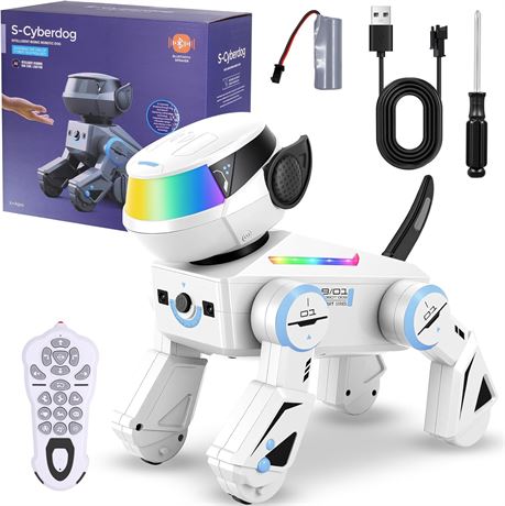 Smart Robot Puppy for Kids, Touch Sensor, Programmable, LED Eyes, White