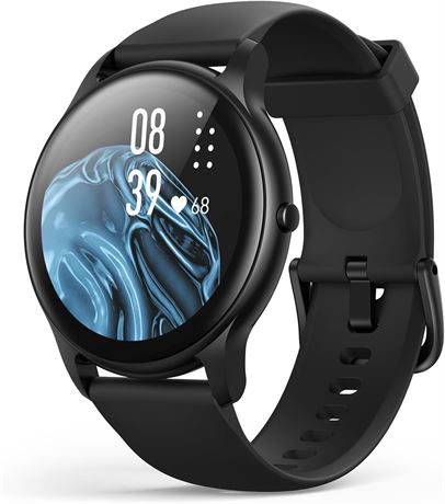 AGPTEK 1.3" Round Smart Watch IP68 Waterproof HR Fitness Tracker Android iOS
