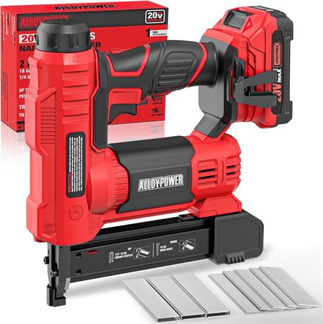 ALLOYPOWER 2-in-1 Cordless Brad Nailer & Stapler with 2.0Ah Battery