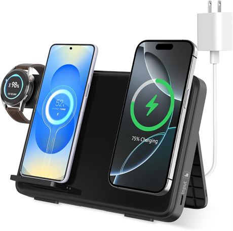 3-in-1 Dual Wireless Charger for Apple/Samsung iPhone, Watch, AirPods