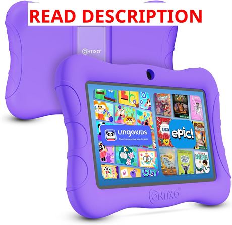 Contixo 7" Kids Tablet Purple 32GB Android Parental Controls Kid-Proof Case
