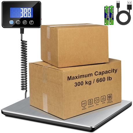 Shipping Scale 660 lb/1 oz Digital Postal Scale with LCD, Hold/Tare