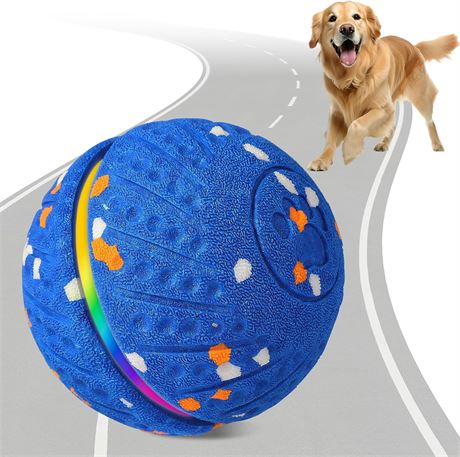 Interactive Dog Toy Ball with Light, Automatic Moving & 3 Modes, E-TPU