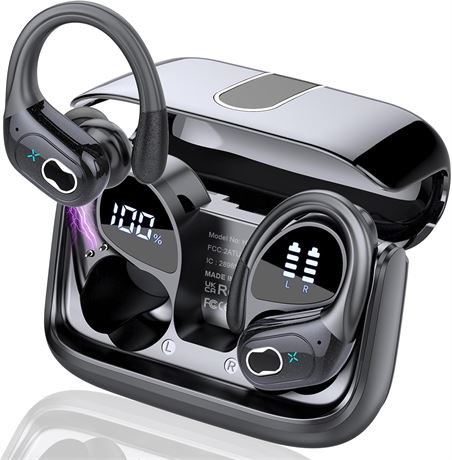 Wireless Earbuds 75hrs Bluetooth 5.4 Stereo Deep Bass, Earhooks, ENC, IPX7