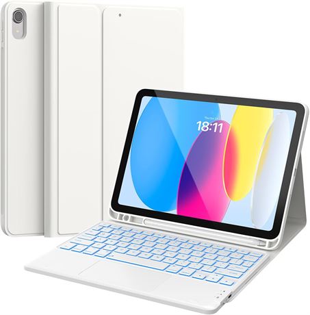 CHESONA iPad Keyboard Case 11th/10th Gen 10.9" with Trackpad, Detachable