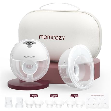 Momcozy M5 Hands-Free Breast Pump, 3 Modes, 9 Levels, Double Flange, 2 Pack