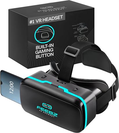 VR Headset Regular Model, Cyan Color, Without Remote Control