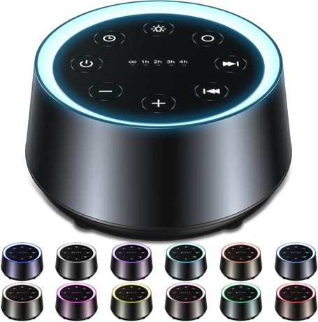 EasyHome Sleep Sound Machine with 30 Sounds 12 Night Light 32 Volume Levels