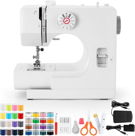 Sewing Machine, Mini Portable, 12-Stitch, Dual Speed with Foot Pedal Kit