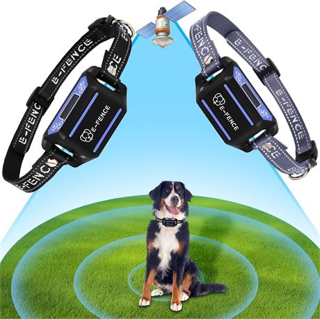 Clôture GPS Sans Fil pour Chiens Collier Électrique 2 Pack