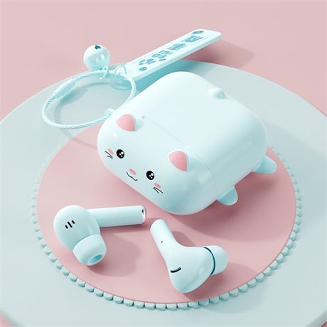 Kids Pink True Wireless Earbuds with Case for iPhone & Android