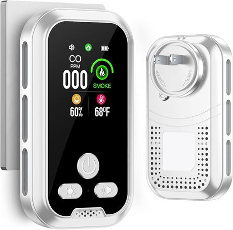 4-en-1 D tecteur CO et alarme fum e, 2000 mAh, capteurs CO et humidit
