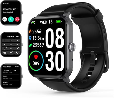 Montre connectée homme/femme, appels BT, suivi santé, IP68