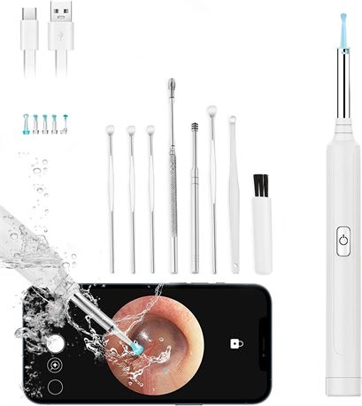 Smart Visual Ear Cleaner 1080P FHD Wireless Otoscope, 6 LED, IP67