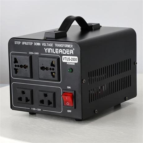 Yinleader 2000W Voltage Transformer Converter 110V↔220V with Circuit Protection