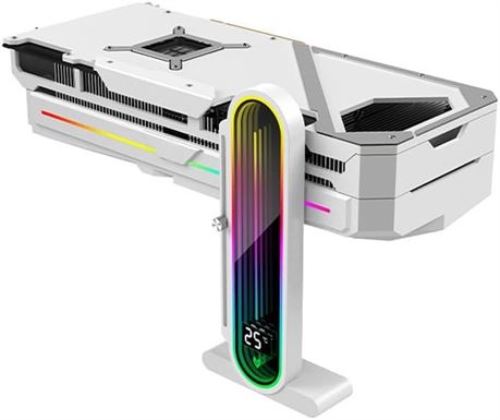 ARGB GPU Stand w/ Temp Display – White Anti-Sag Bracket