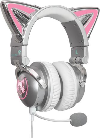 LED Wireless Cat Ear Headphones, 12-Color, HD Mic, 3.5mm, Bluetooth & Wired