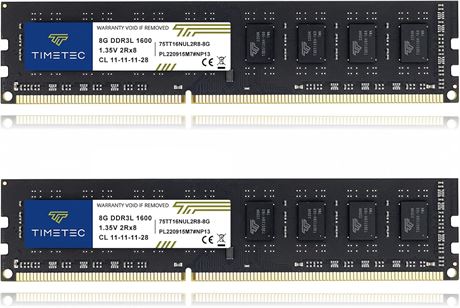 Timetec 2x8GB RAM DDR3L/DDR3 1600 UDIMM 240-pin CL11 1.35V/1.5V