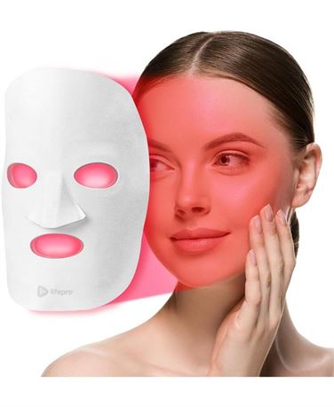LifePro LED Light Therapy Face Mask - 3-Color Red Light for Face & Neck