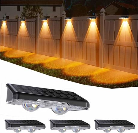 Quntis 4-Pack RGBCW Solar Fence Lights, 11 Color Modes, IP65 Waterproof