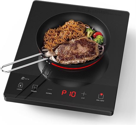PAYISHO 1800W Hot Plate Single Burner Ceramic Cooktop, 24H Timer, Child Lock