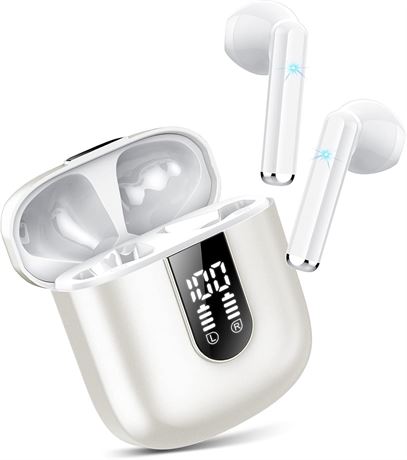 Écouteurs Bluetooth 5.3 ENC IP7 LED affichage mini intra - Blanc