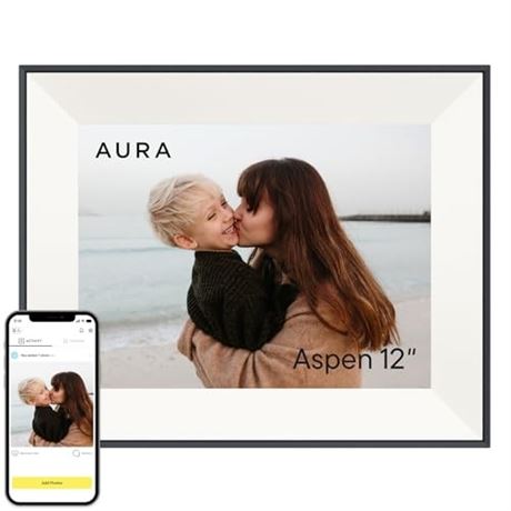 Aura Aspen 12" Digital Photo Frame - Black with Paper Mat