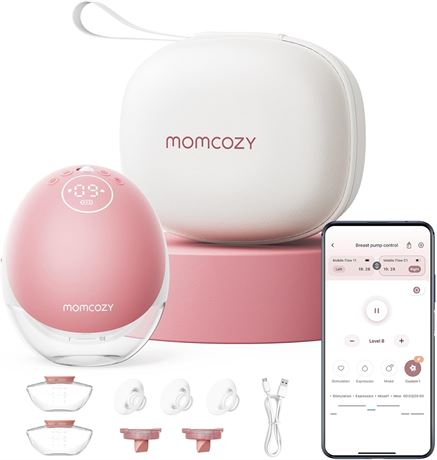 Momcozy M9 Hands Free Breast Pump with Mobile Flow, App Control, 15 Levels