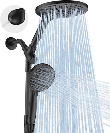 MakeFit Dual Shower Head Combo, 8" Rainfall + 10 Modes High Pressure Handheld