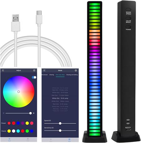 AURTEC RGB Light Bar - Voice-Activated, Music Sync, App Control, 40-Bit