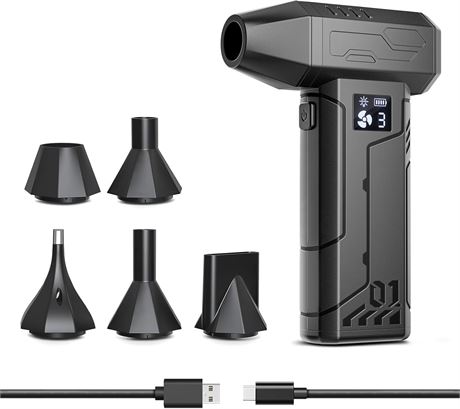 Compressed Air Duster 150000RPM, Cordless Blower with LED (Black)