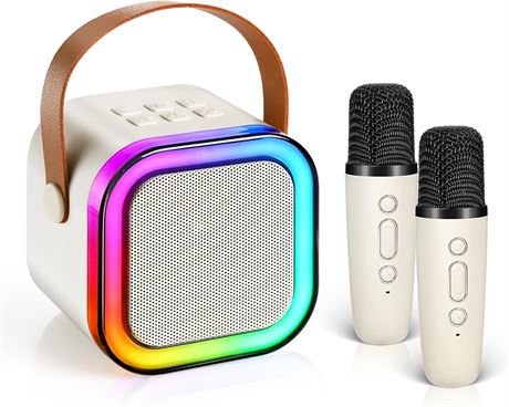 Machine karaoké enfants avec 2 micros sans fil, haut-parleur Bluetooth LED