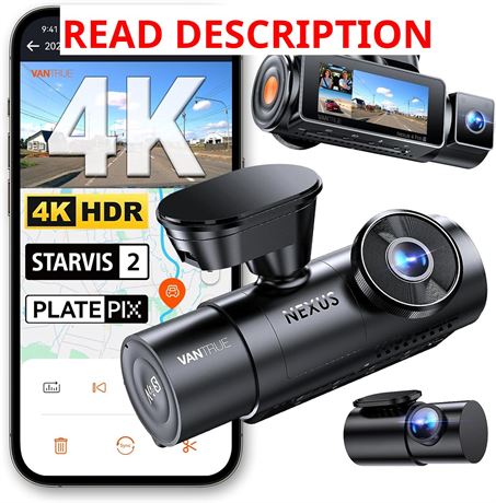 Vantrue N4 Pro S 4K 3-Channel Dash Cam, Front/Rear 4K+1080P+2.5K, HDR IR