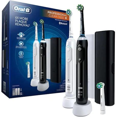 Oral-B Professional Clean 5000 X Twin Pack Rechargeable Toothbrushes