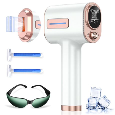 IPL Laser Hair Removal 999,900 Flashes, Ice-Cooling Painless Device for Home