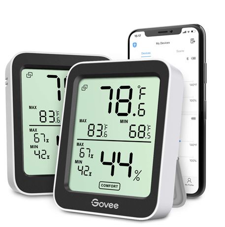 Govee Indoor Hygrometer Thermometer H5075 2-Pack with Bluetooth App Control