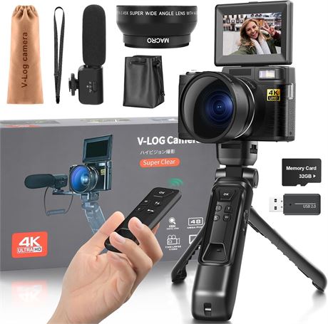 G-Anica 4K 48MP Vlogging Camera Kit with Mic and Tripod Grip