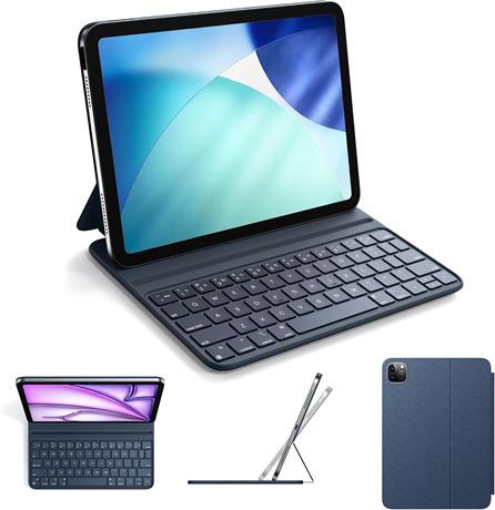 HOU Keyboard Case, iPad Air 11in, 2 Angles, Magnetic, Blue