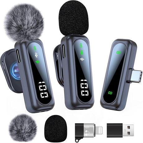 2 Micros cravate dralud sans fil, USB-C/iPhone, clip magnétique