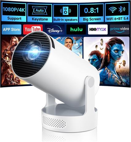 Kimwood 1080P Mini Portable Projector, Upgraded HiFi Speaker, Auto Keystone