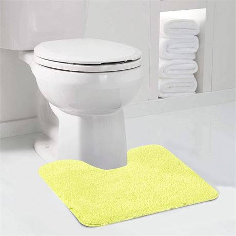 Walensee Bathroom Contour Rug 20x24 Yellow, Non-Slip Absorbent U-Shape Mat
