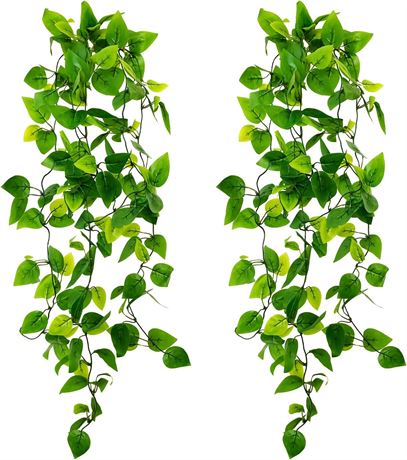 2 Pack Artificial Hanging Plants, Faux Vines for Indoor/Outdoor Decor