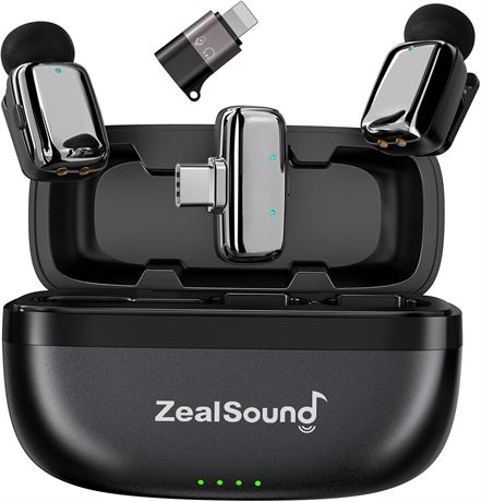 ZealSound Mini Wireless Lavalier Mic for iPhone/iPad/Android, Dual-Channel