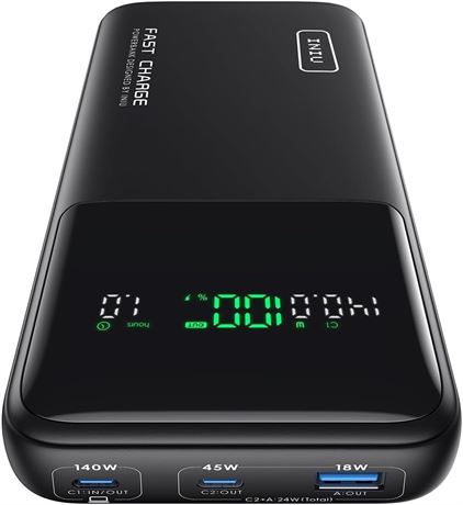 INIU 140W 27000mAh Laptop Power Bank USB-C PD Fast Charger Display Portable